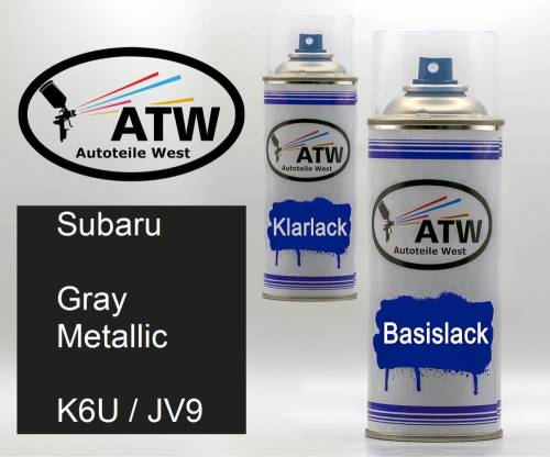 Subaru, Gray Metallic, K6U / JV9: 400ml Sprühdose + 400ml Klarlack - Set, von ATW Autoteile West.